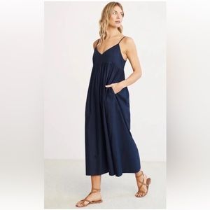 Jenni Kayne Cove Maxi Dress Navy Blue Side Hidden Pockets Size 1X